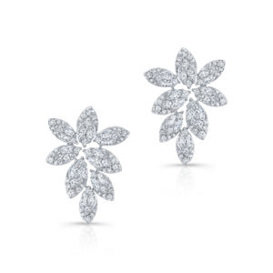 18K White Gold Fancy Floral Diamond Earrings